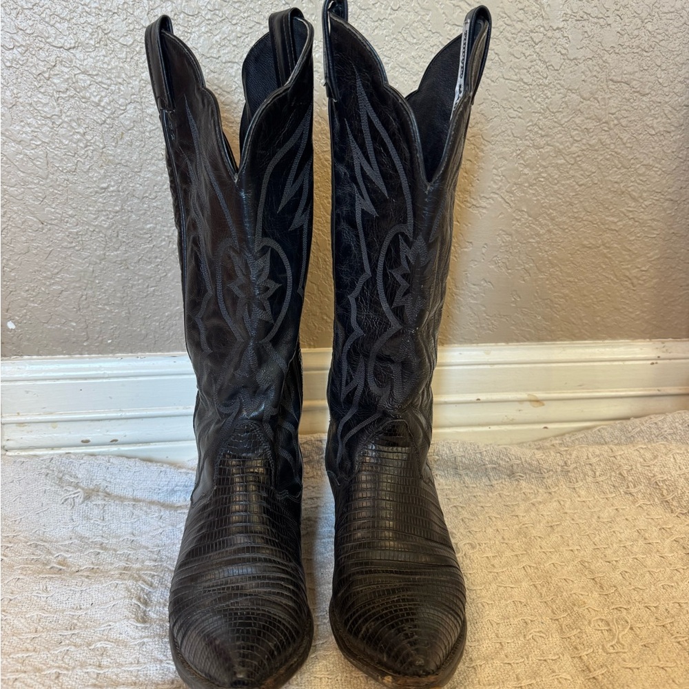 Tony Lama Black Heeled Boots